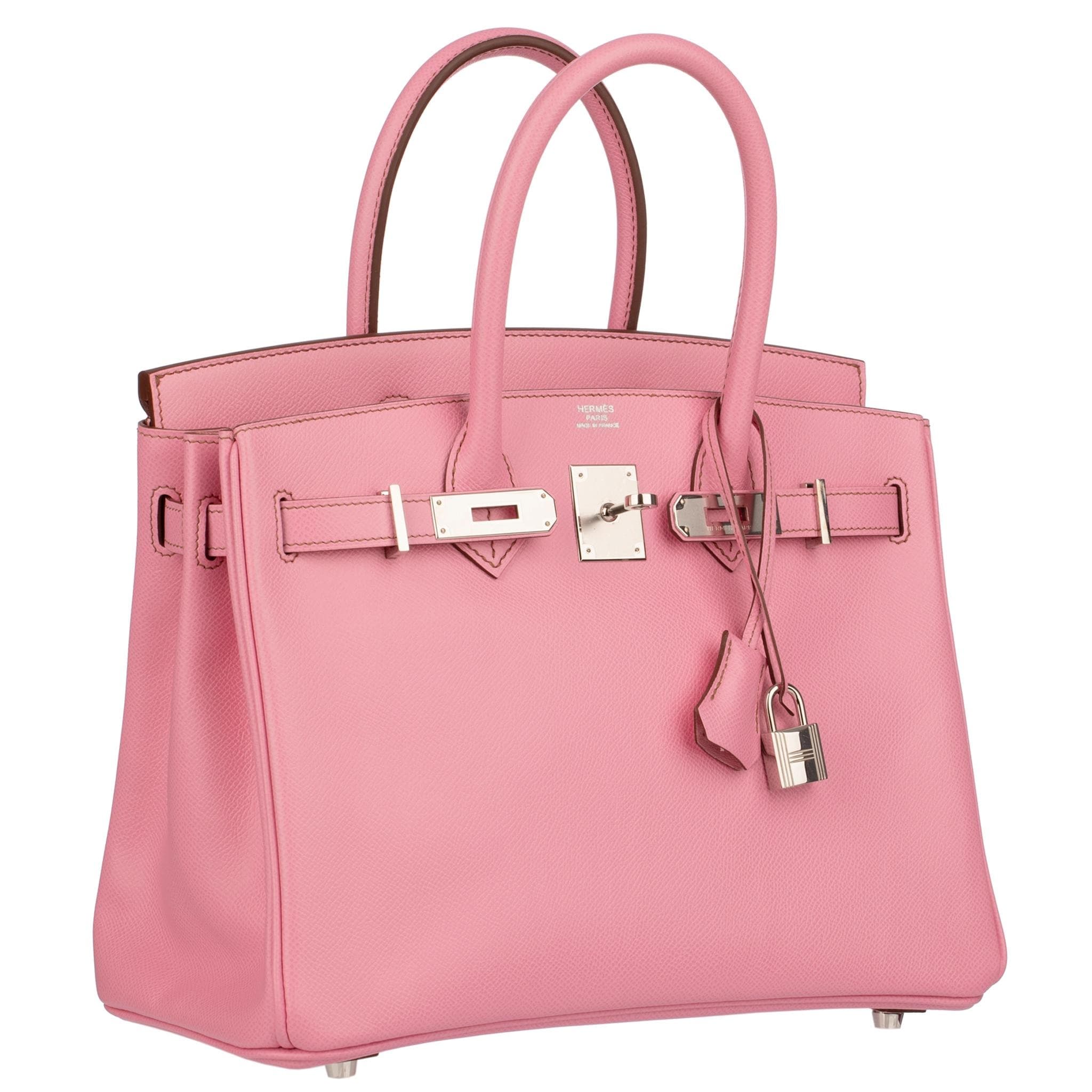 H-Inspired Birkin handbag in Rose Sakura with Silver hardware - Gorchic - $161.99
