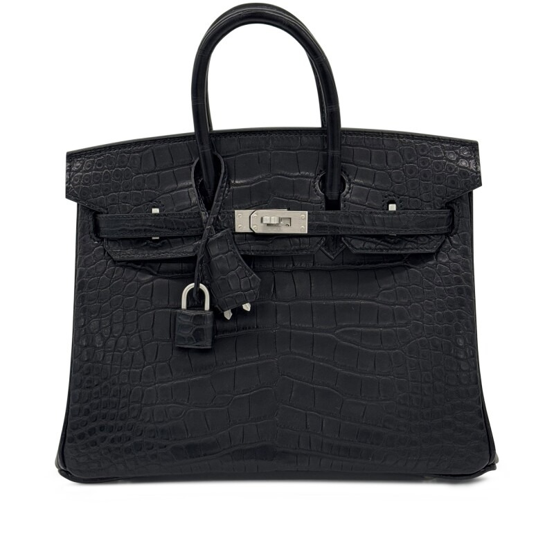 [TOP] H-Inspired Black Matte Alligator Birkin Brushed Palladium Hardware - Gorchic - $483.99