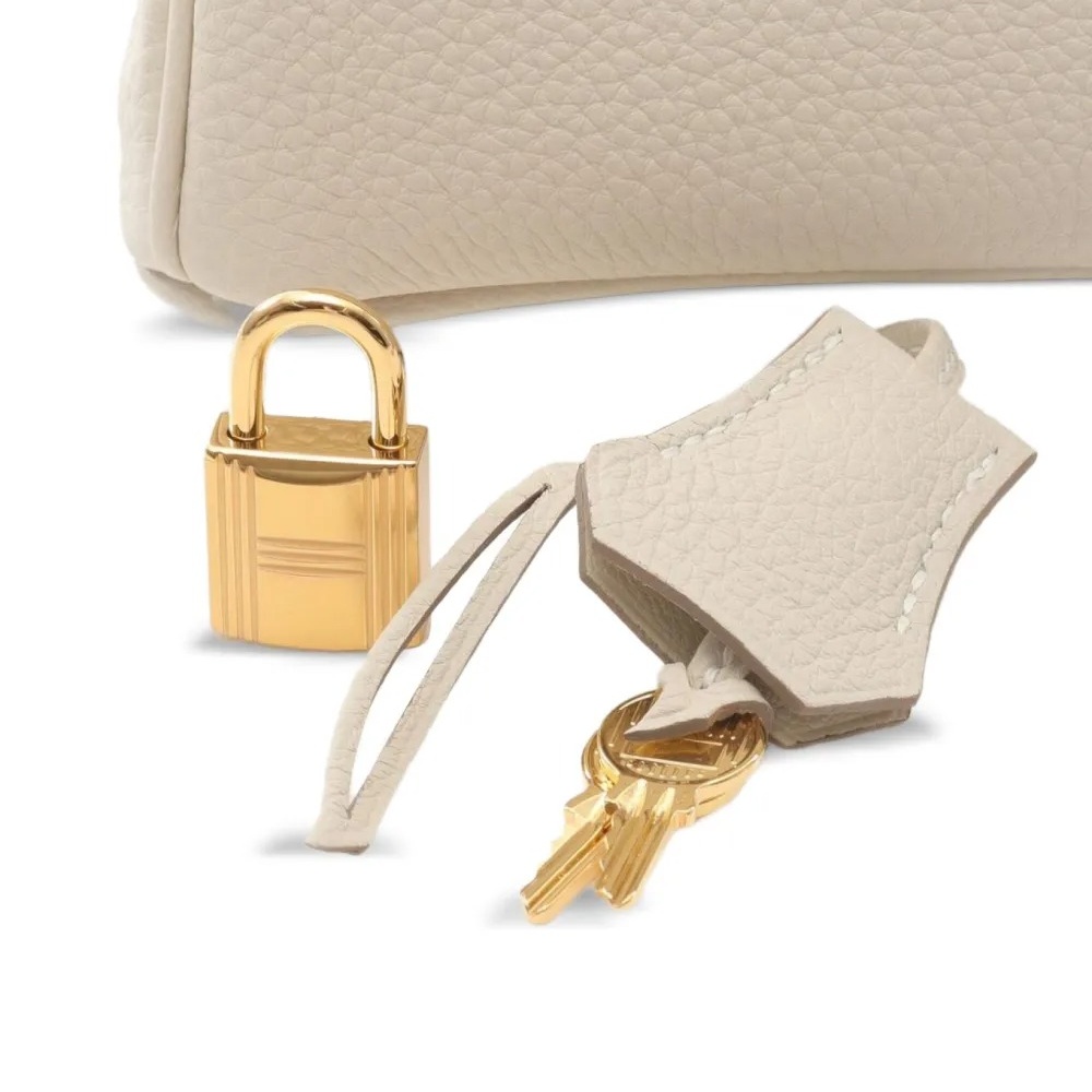 H-Inspired Birkin Togo Retourne Bag Golden Hardware -White - Gorchic - $161.99
