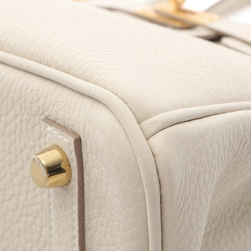 H-Inspired Birkin Togo Retourne Bag Golden Hardware -White - Gorchic - $161.99