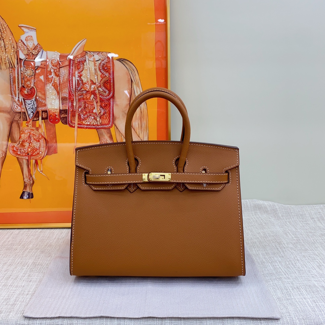 [TOP]H-Inspired Birkin Brown Epsom Sellier Gold Hardware - Handbag - Gorchic - $483.99
