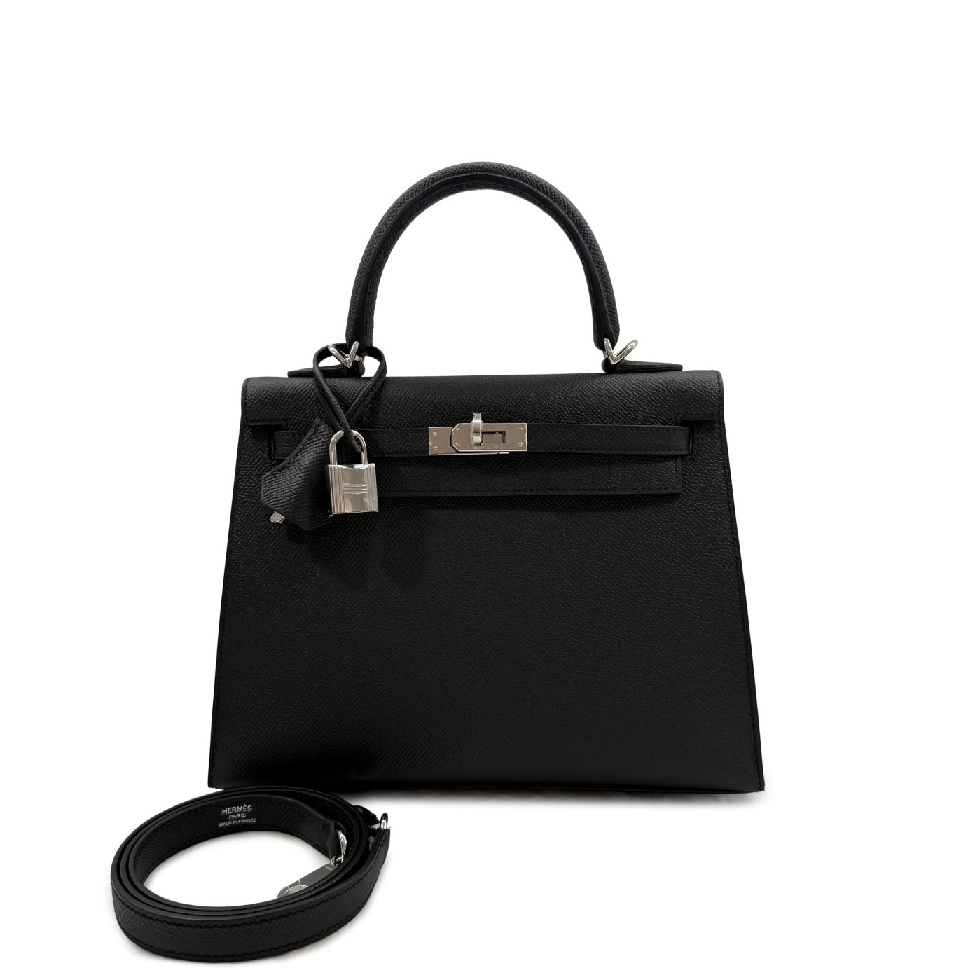 H-Inspired Black Epsom Kelly Sellier Palladium Hardware - Gorchic - $148.99