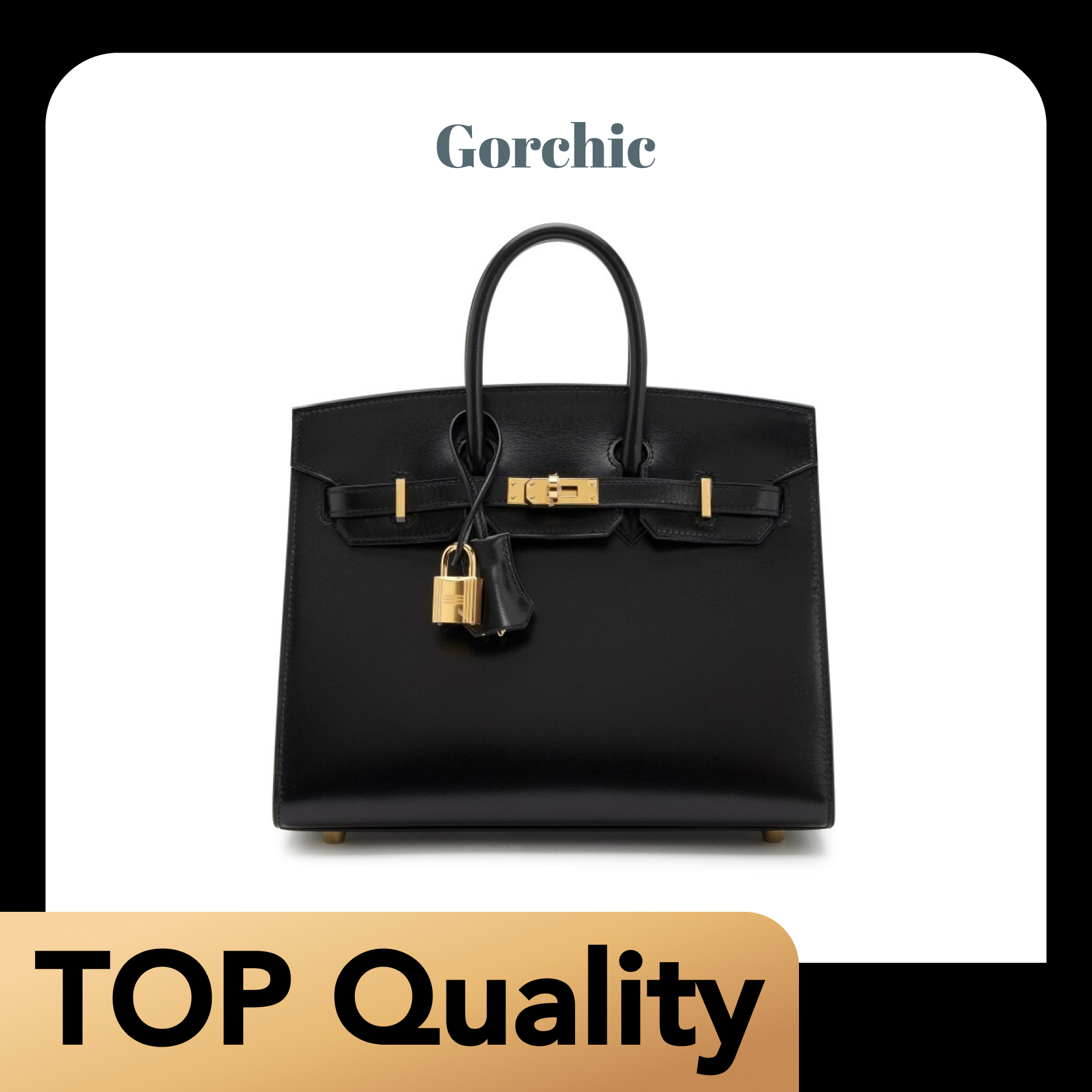 [TOP] H-Inspired Black Box Calf Sellier Birkin Gold Hardware - Gorchic - $483.99