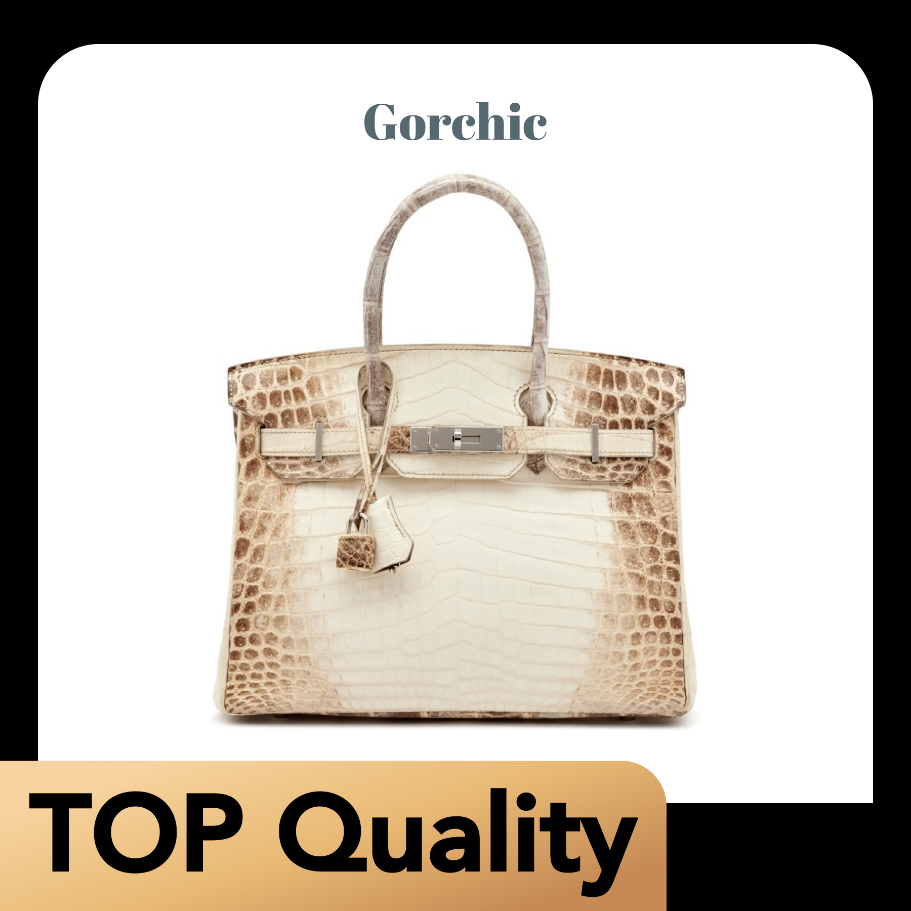 [TOP] H-Inspired Matte White Niloticus Crocodile Himalaya Birkin Palladium Hardware - Gorchic - $483.99