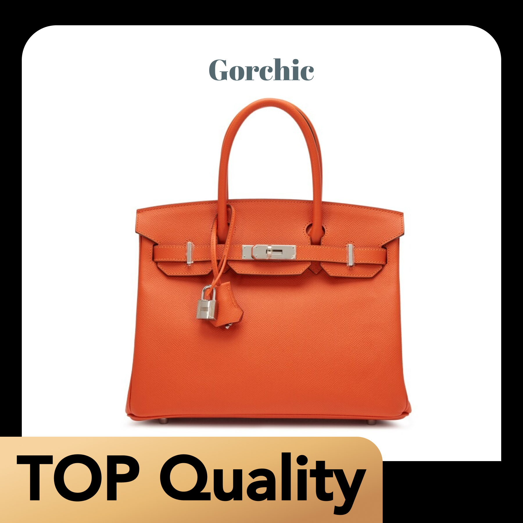[TOP] H-Inspired Feu Orange Epsom Birkin Palladium Hardware - Gorchic - $483.99