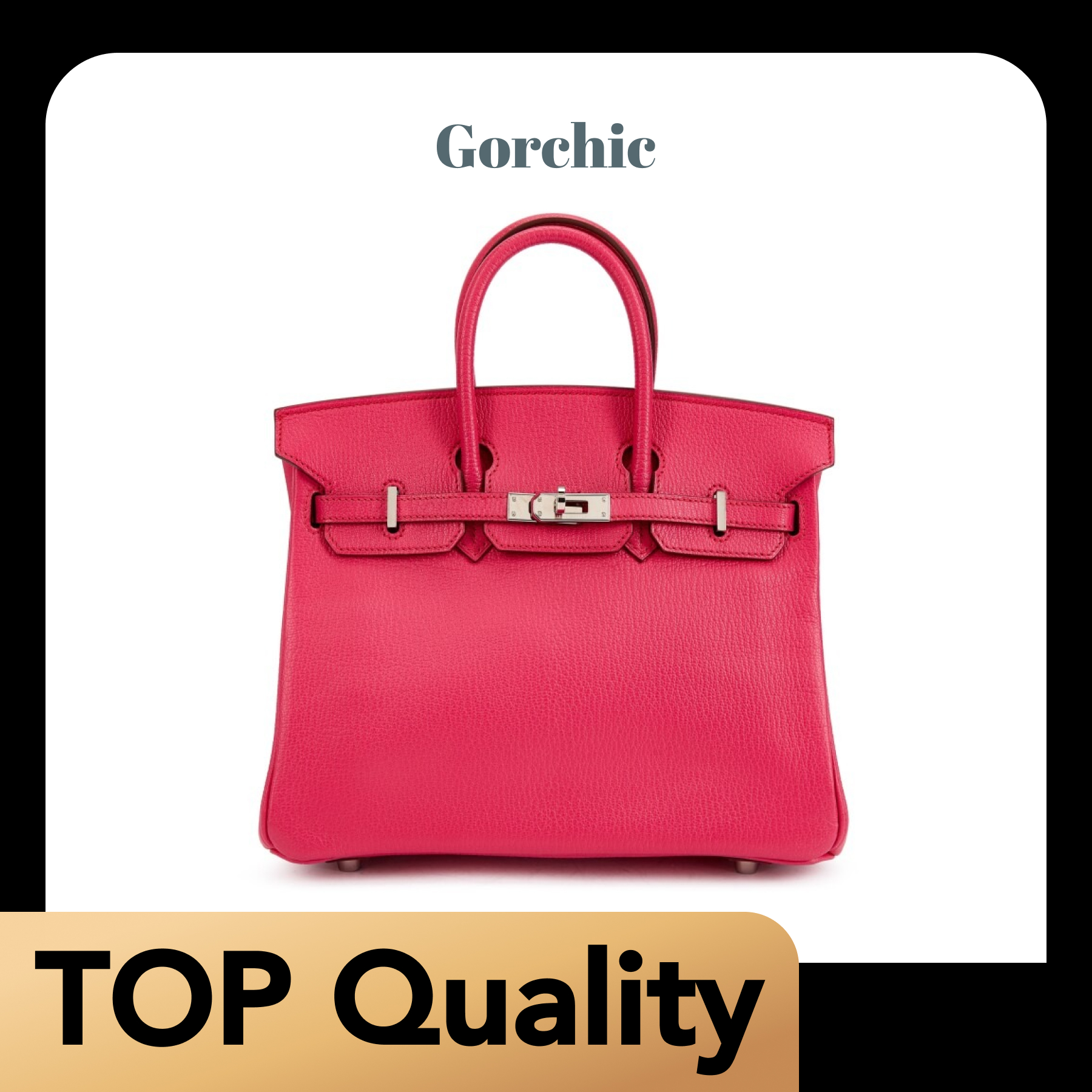 [TOP] H-Inspired Rose Mexico Chèvre Birkin Togo Palladium Hardware - Gorchic - $483.99