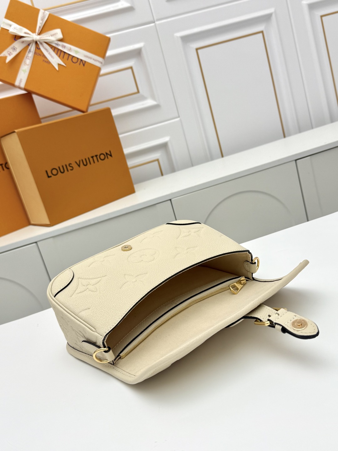 Designer L*V Empreinte Monogram Leather Diane Creme Beige -bag - Gorchic - $129.99