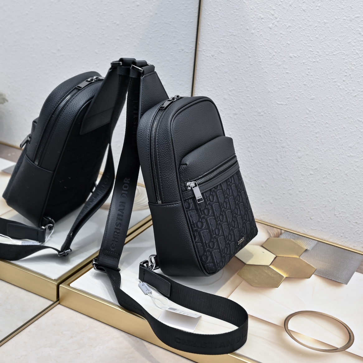 D-Inspired Rider 2.0 Sling Bag Black D-Inspired Oblique Jacquard - Gorchic - $139.99