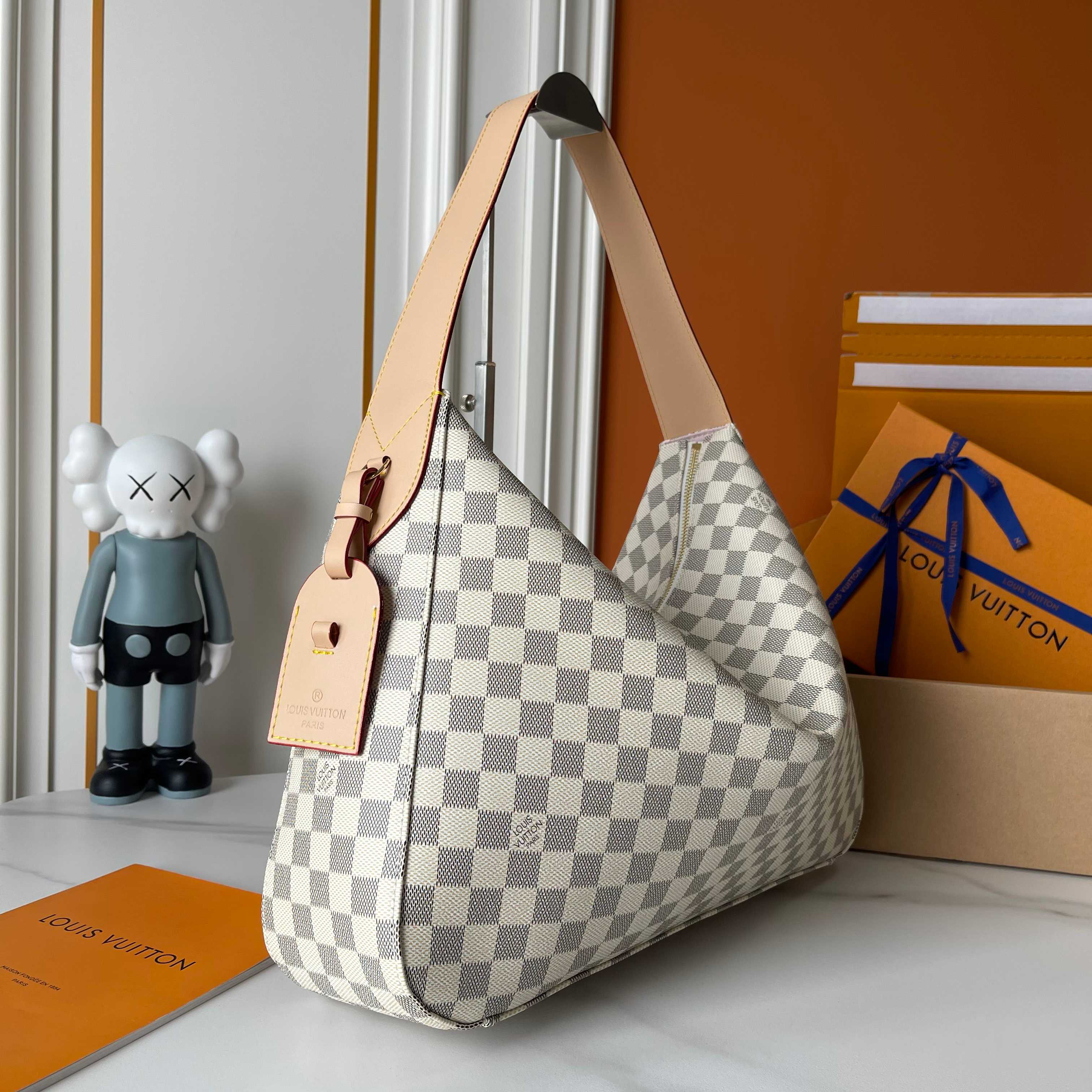 Designer L*V Damier Azur Slouchy - Bag - Gorchic - $125.99