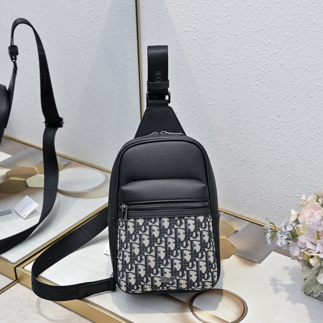 D-Inspired Rider 2.0 Sling Bag Beige and Black D-Inspired Oblique Jacquard - Gorchic - $139.99