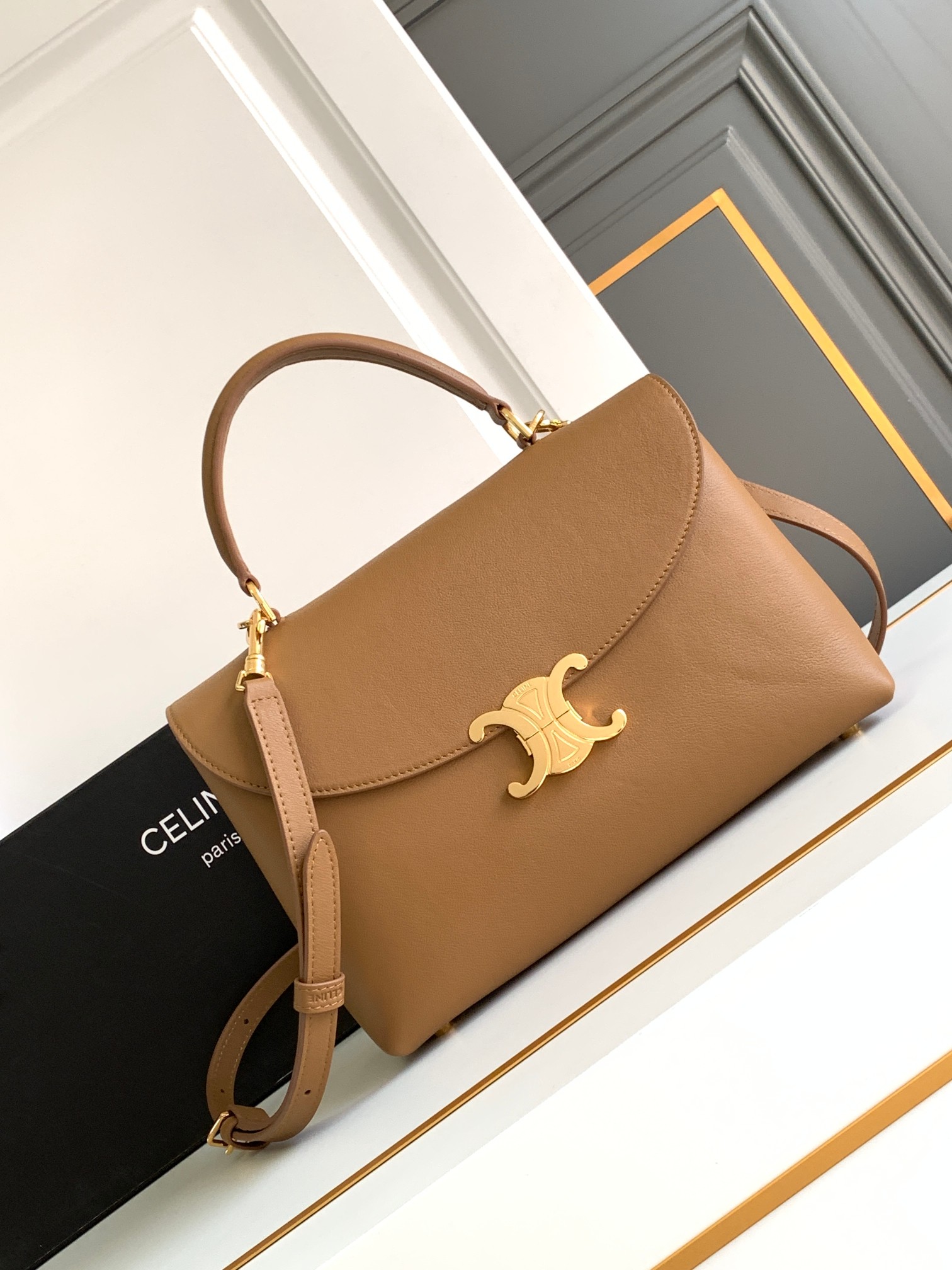 CL Medium Nino Bag In Supple Grained Calfskin - Smoked Brown - Gorchic - $152.99