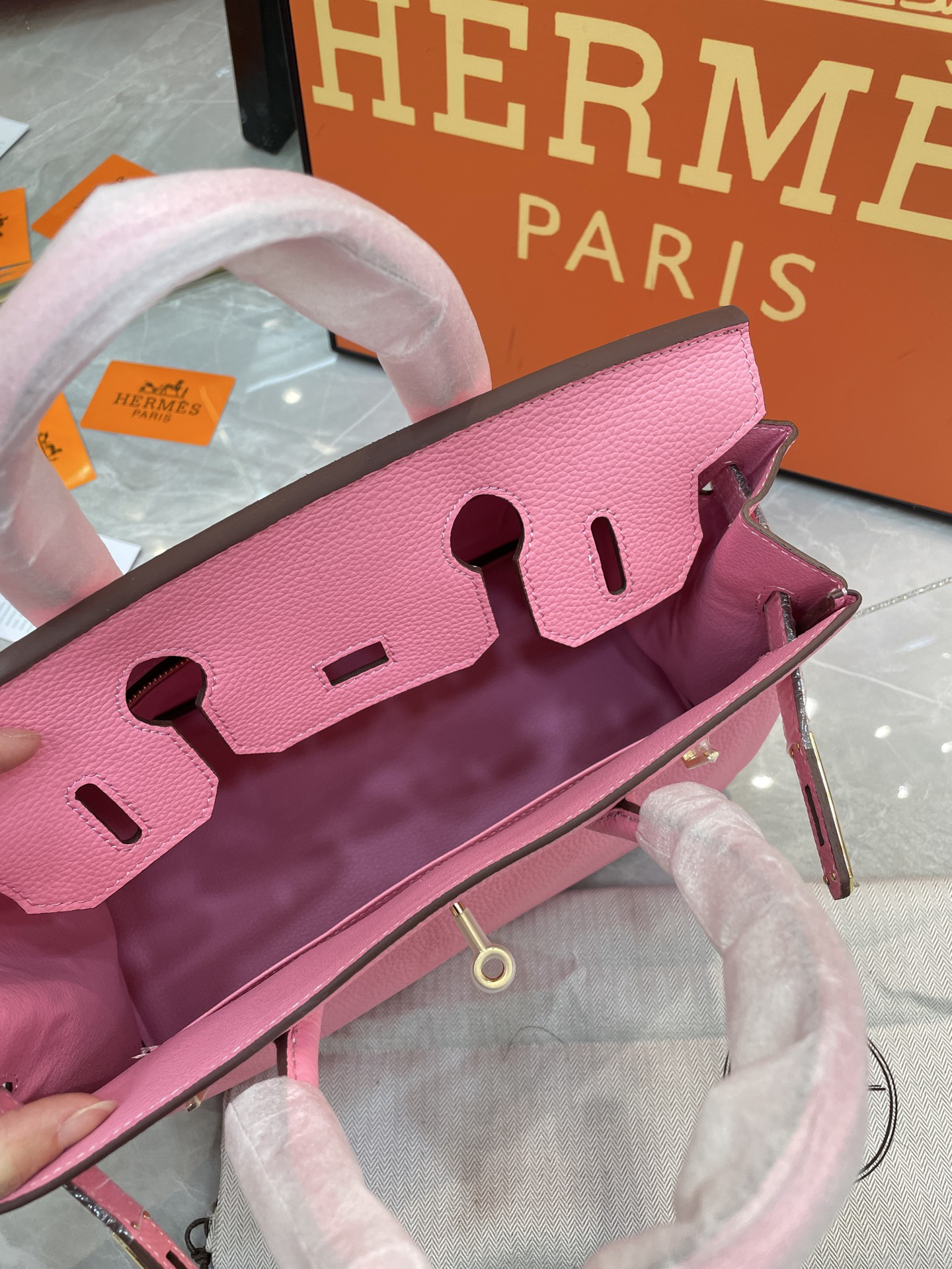 H-Inspired Birkin Togo handbag in Rose Sakura with Gold hardware - Gorchic - $161.99