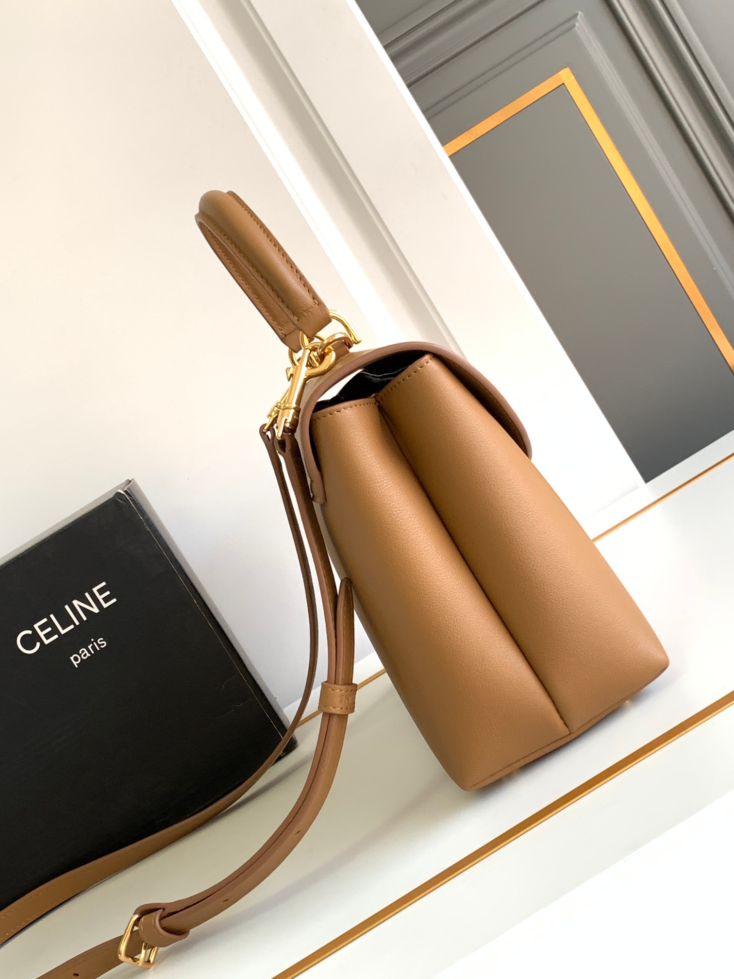 CL Medium Nino Bag In Supple Grained Calfskin - Smoked Brown - Gorchic - $152.99