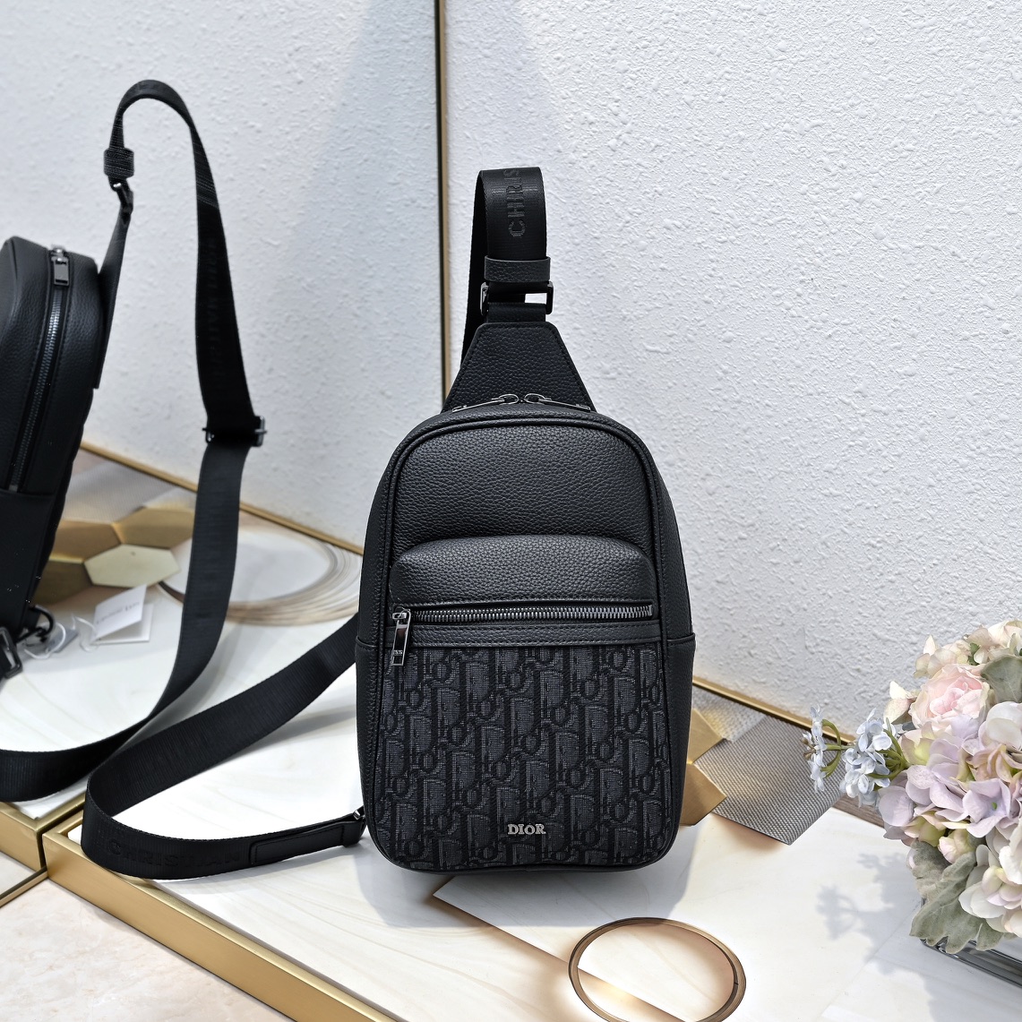 D-Inspired Rider 2.0 Sling Bag Black D-Inspired Oblique Jacquard - Gorchic - $139.99