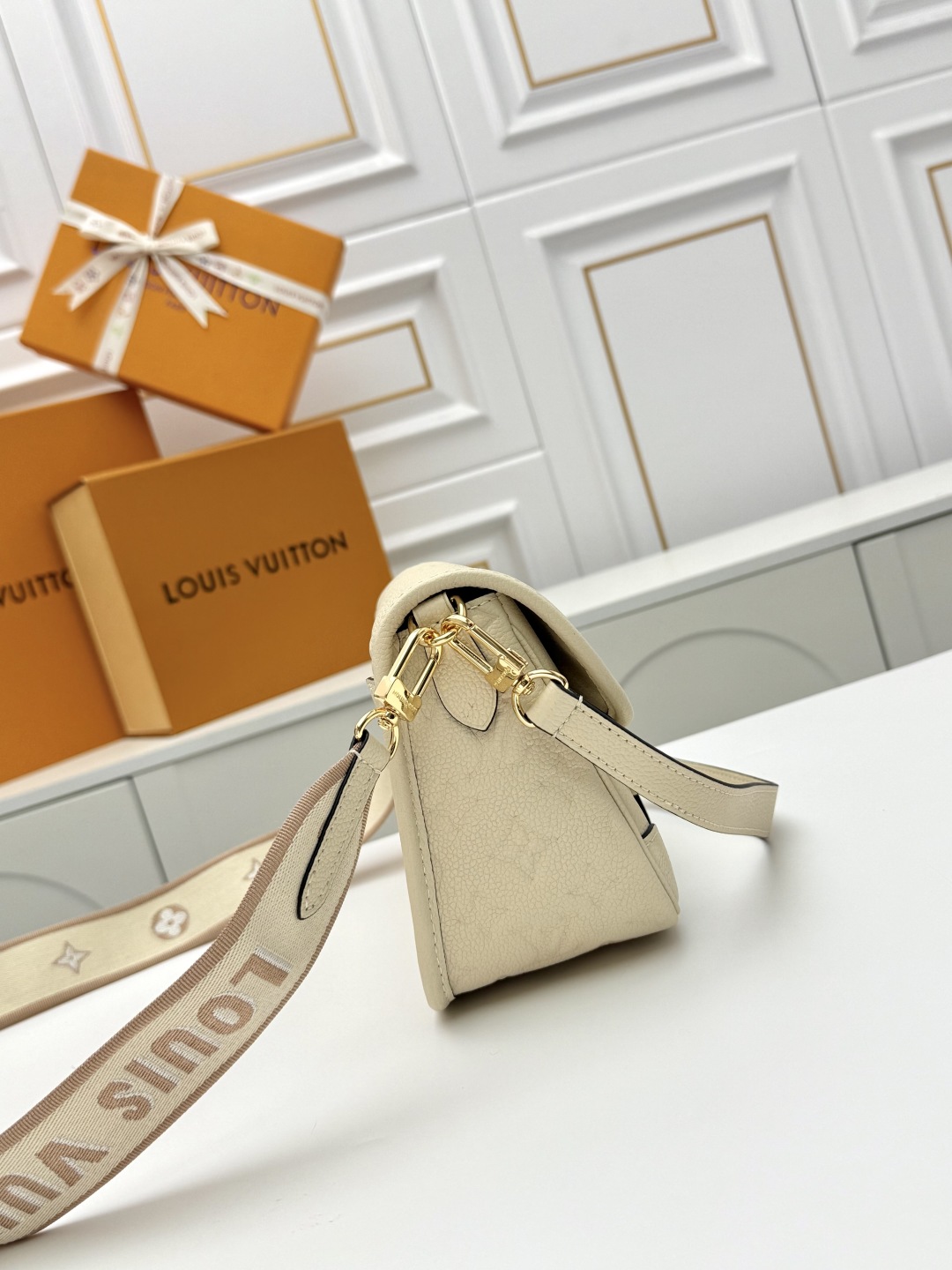 Designer L*V Empreinte Monogram Leather Diane Creme Beige -bag - Gorchic - $129.99