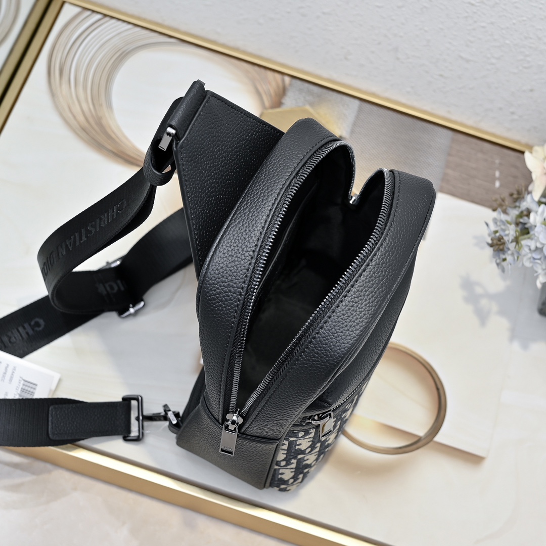 D-Inspired Rider 2.0 Sling Bag Beige and Black D-Inspired Oblique Jacquard - Gorchic - $139.99