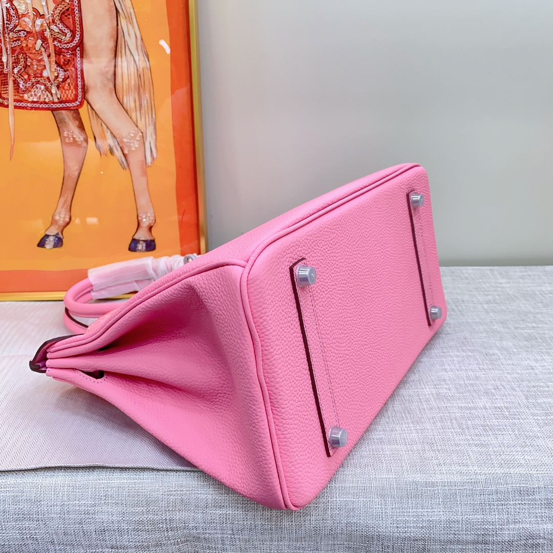 H-Inspired Birkin Togo handbag in Rose Sakura with SiL*Ver hardware - Gorchic - $161.99