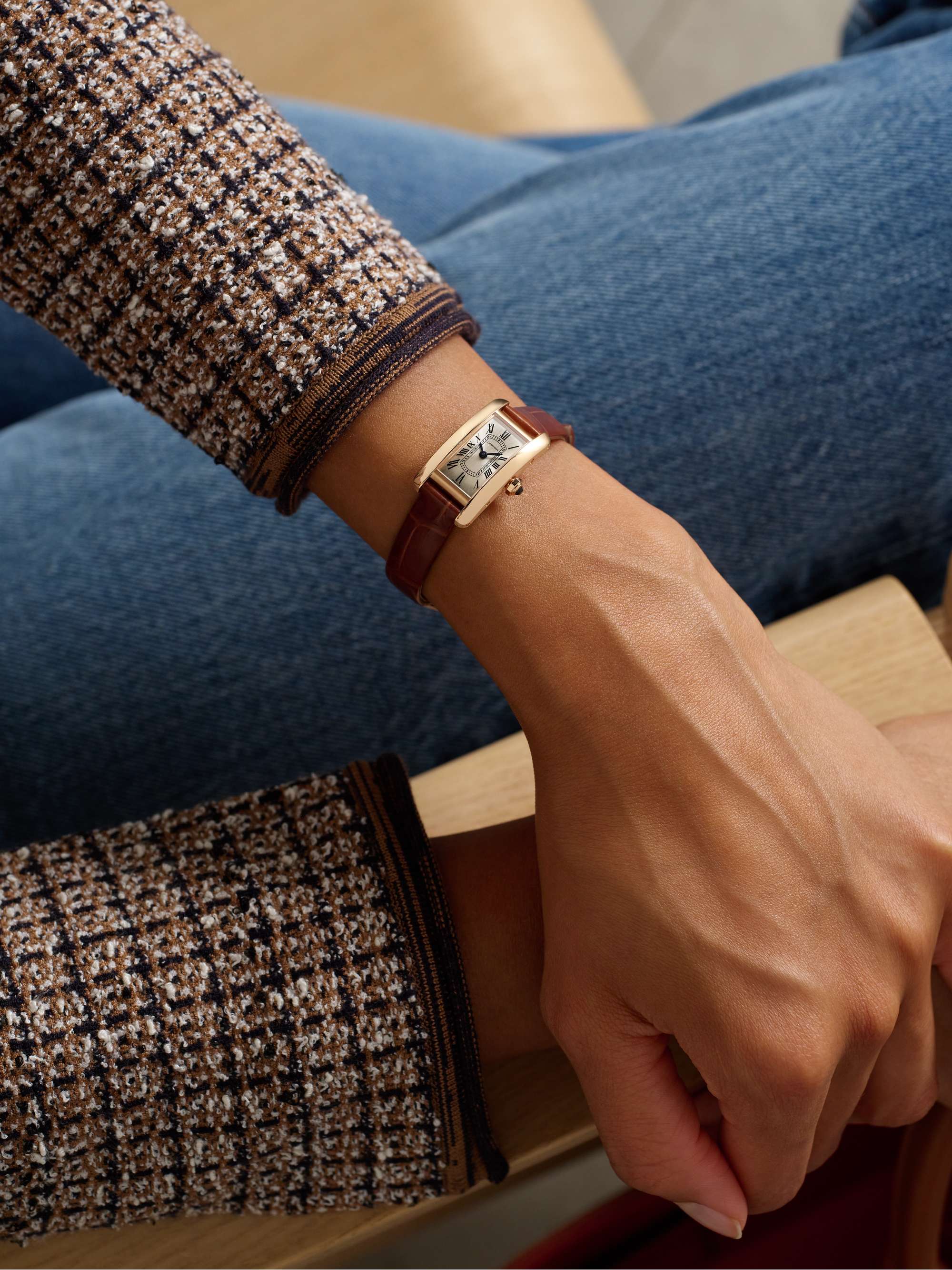 Cartyer Tank Américaine Cartyer watch, Yellow Gold, Small Model - Gorchic - $125.99