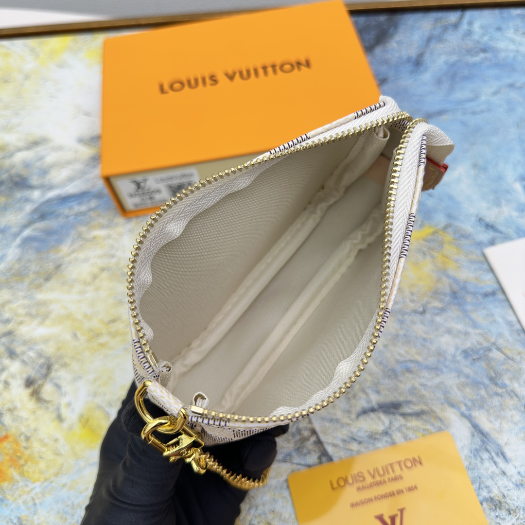 [TOP]Designer Damier Azur Mini Pochette Accessoires Handbag - White - Gorchic - $142.99