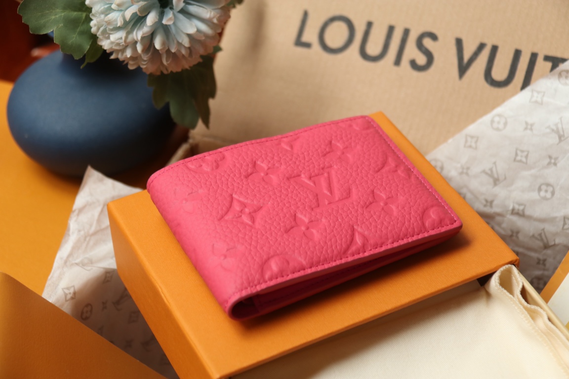 [TOP]Designer Rose Red Taurillon Leather Slender Wallet - Gorchic - $131.99