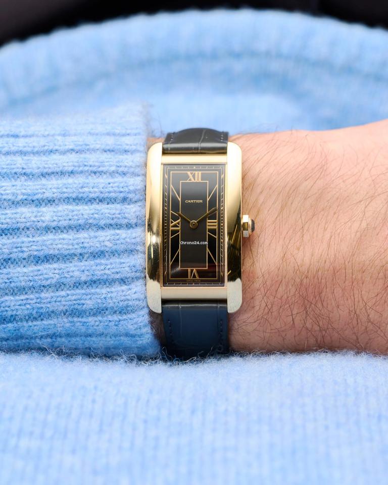 Cartyer Tank Américaine Cartyer watch, Yellow Gold, Large Model - Gorchic - $109.99