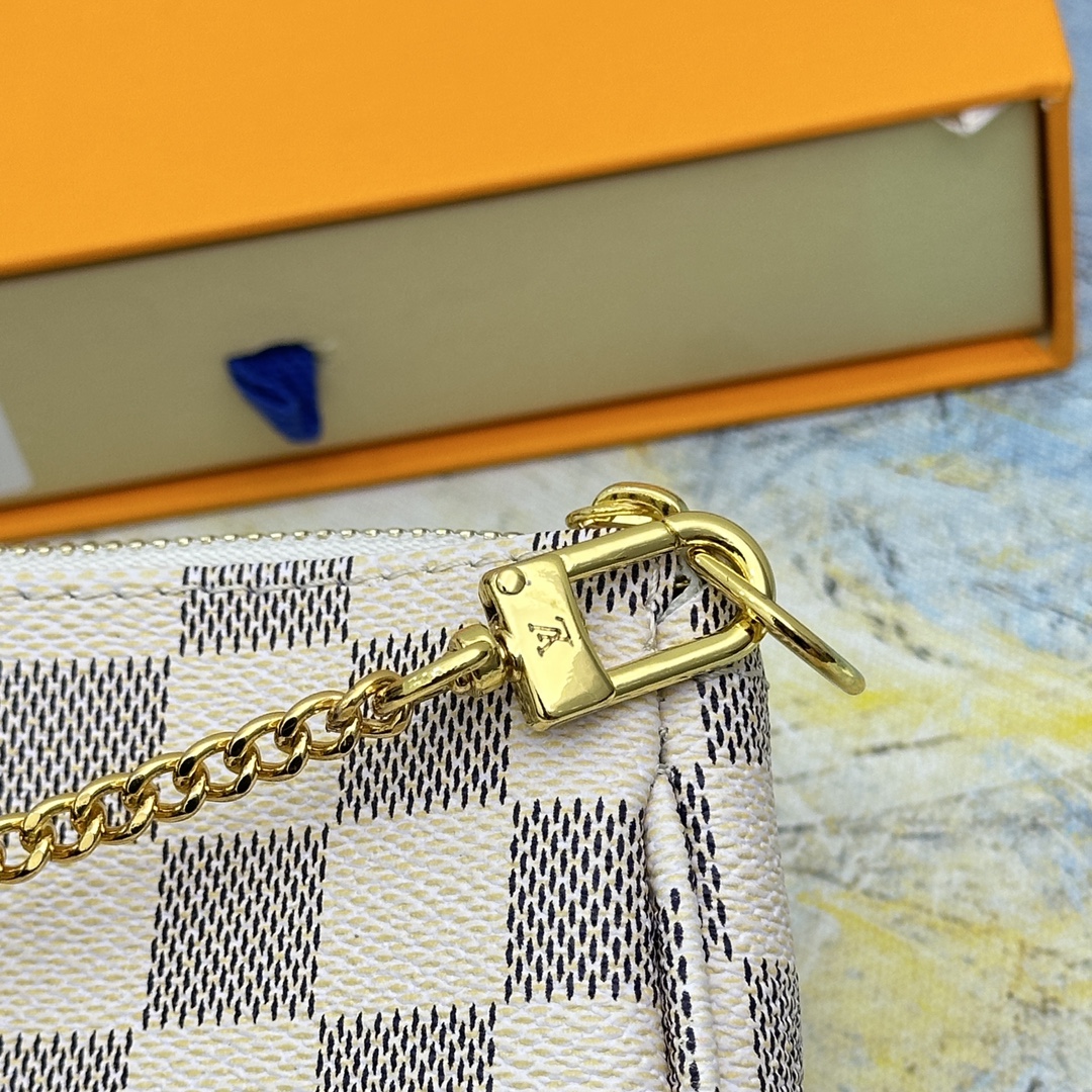 [TOP]Designer Damier Azur Mini Pochette Accessoires Handbag - White - Gorchic - $142.99