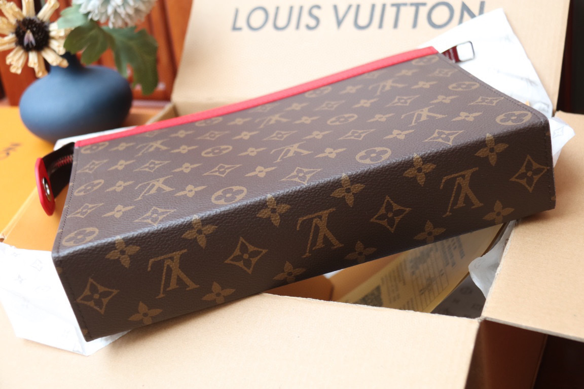 [TOP]Designer Monogram Pochette Voyage MM Clutch Bag - Sari Red - Gorchic - $142.99