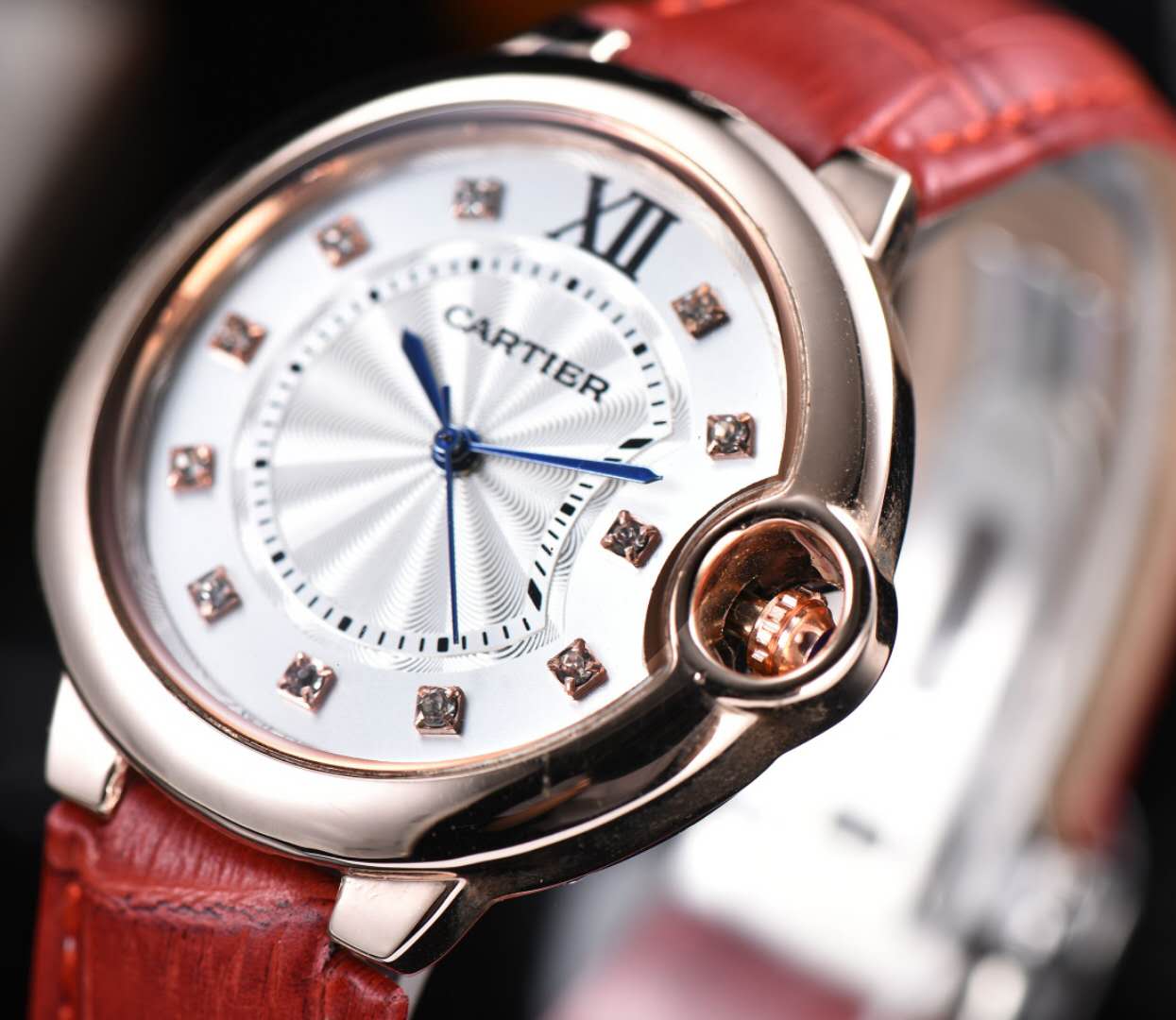 Cartyer Ballon Bleu de Cartyer Red Strap Watch - Gorchic - $116.99