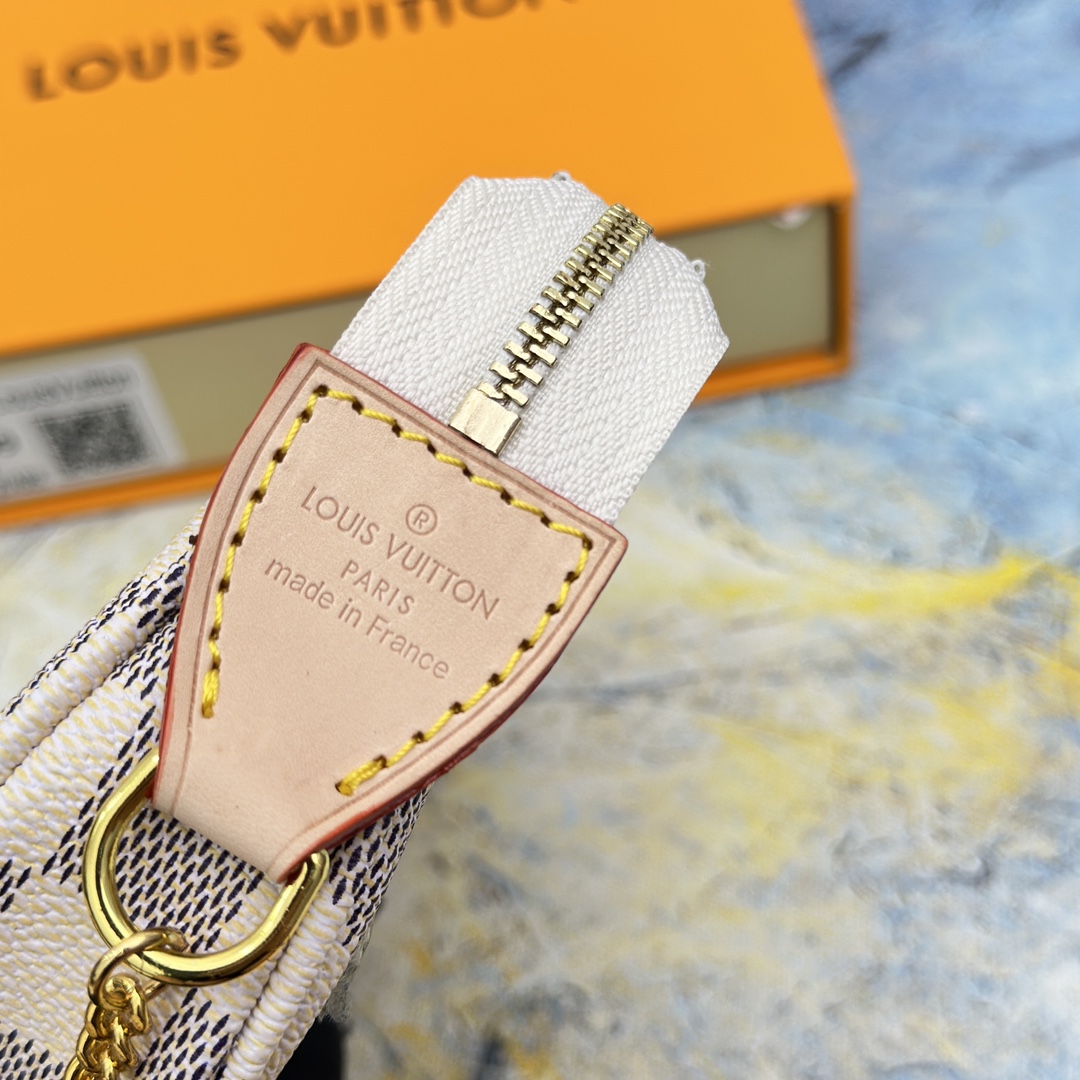 [TOP]Designer Damier Azur Mini Pochette Accessoires Handbag - White - Gorchic - $142.99