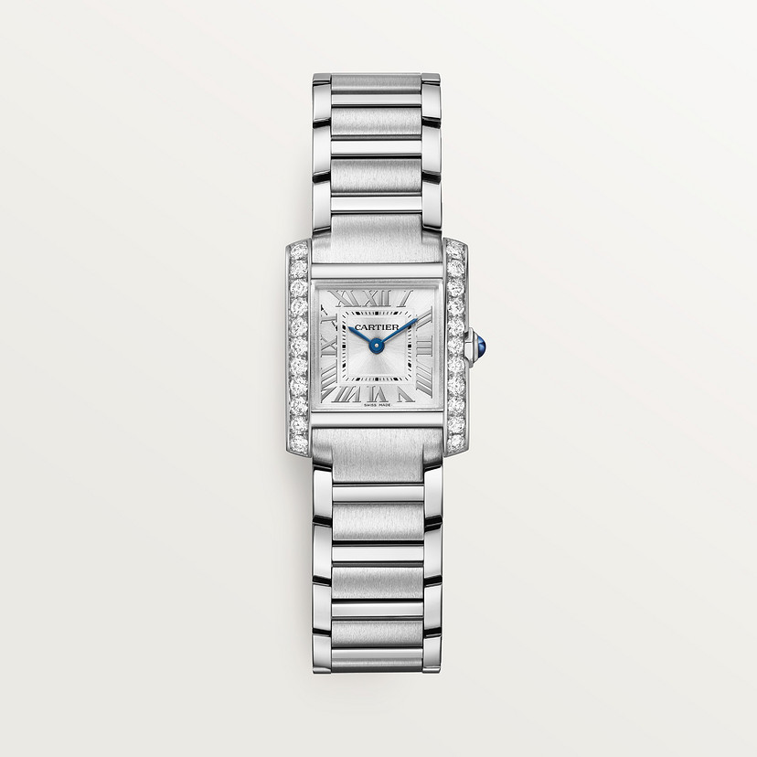 Cartyer Tank Française Cartyer watch, White Gold, Diamonds, Small Model - Gorchic - $156.99
