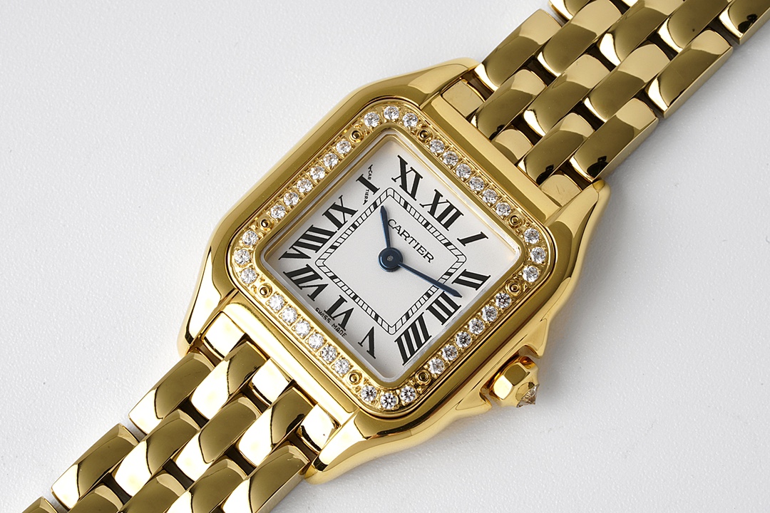 Cartyer Panthère de Cartyer watch, Yellow Gold, Diamond, Medium Model - Gorchic - $120.99