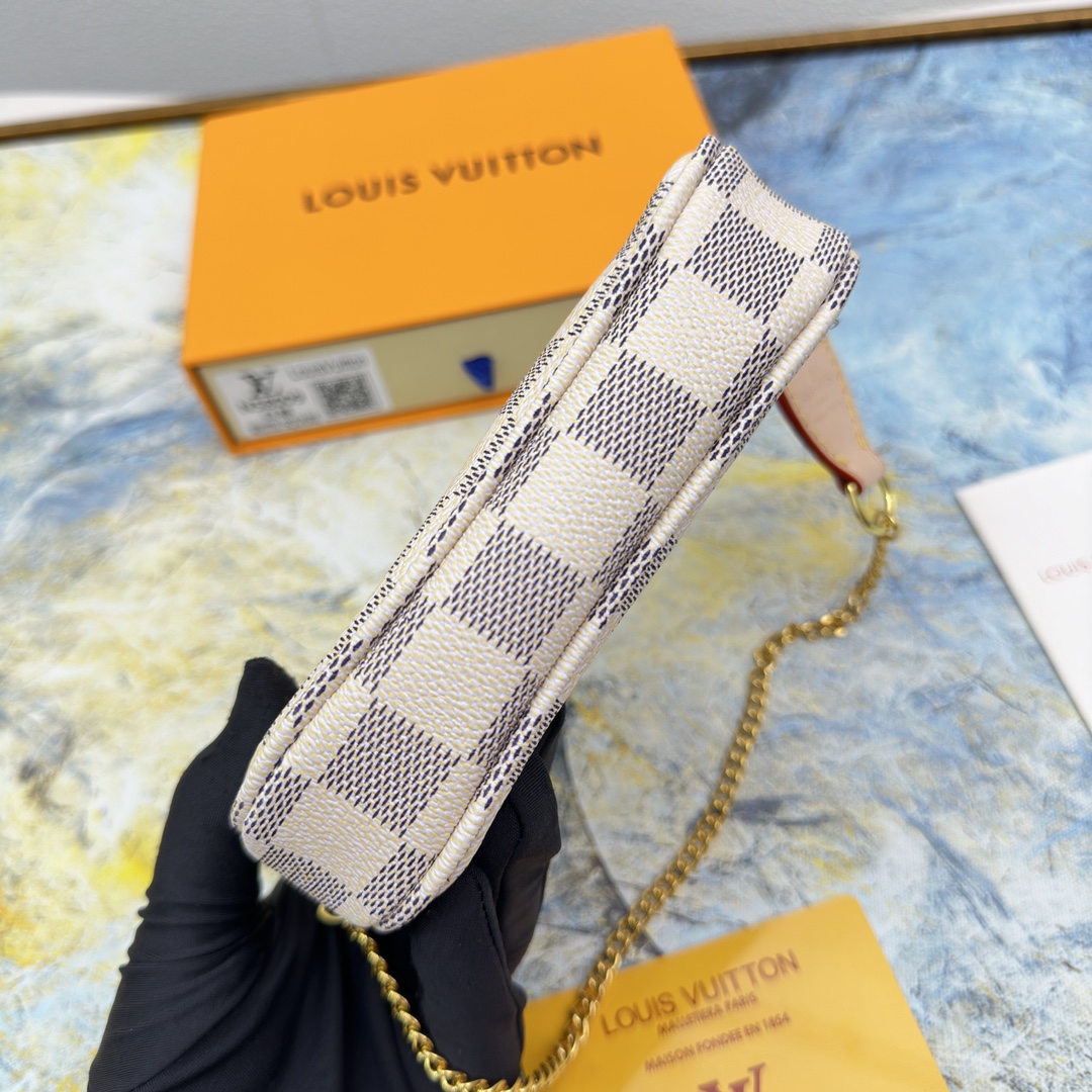 [TOP]Designer Damier Azur Mini Pochette Accessoires Handbag - White - Gorchic - $142.99