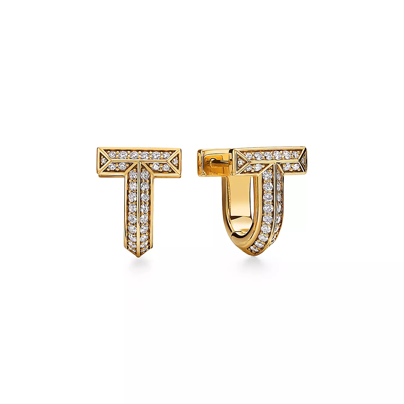 T.F. T T1 Half Pavé Diamond Huggie Earrings - Gorchic - $44.99