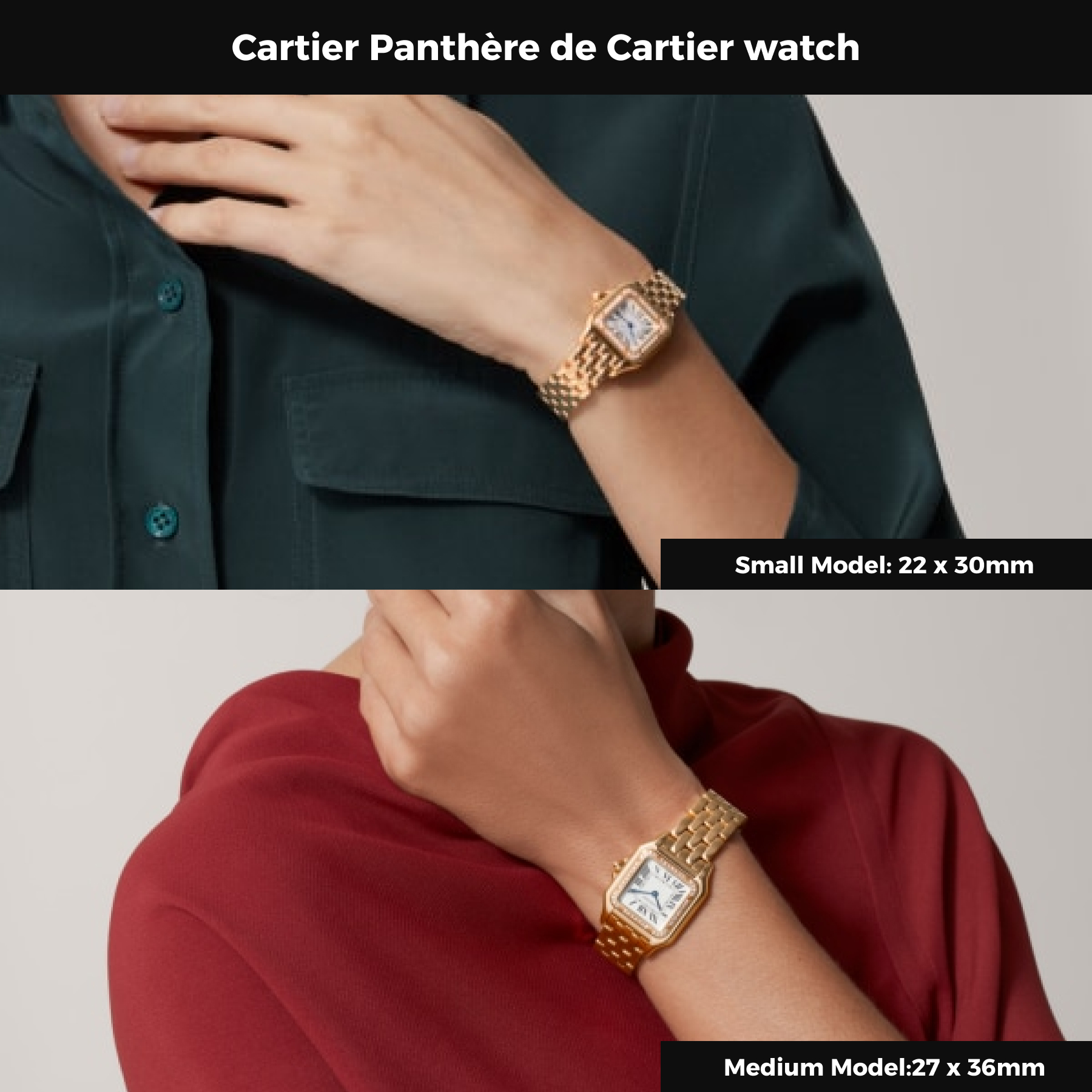 Cartyer Panthère de Cartyer watch, Rose gold, Diamond, Medium Model - Gorchic - $120.99