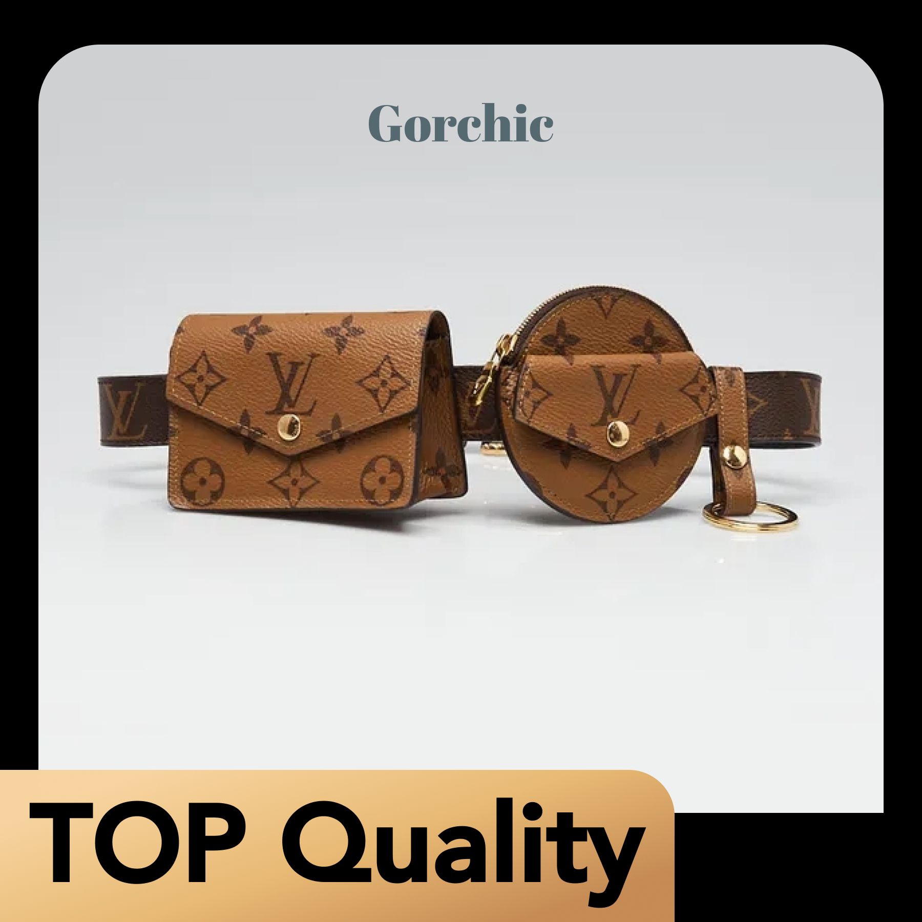 [TOP]Designer Monogram Reverse Canvas Daily Multi Pocket 30mm Belt - Gorchic - $168.99