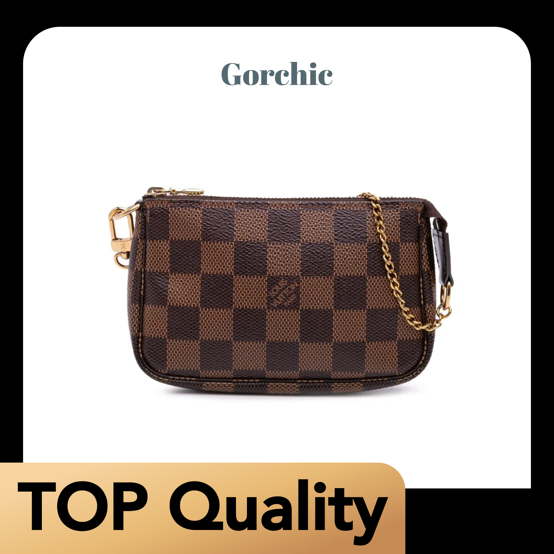 [TOP]Designer Damier Ebene Mini Pochette Accessoires Handbag - Black - Gorchic - $142.99