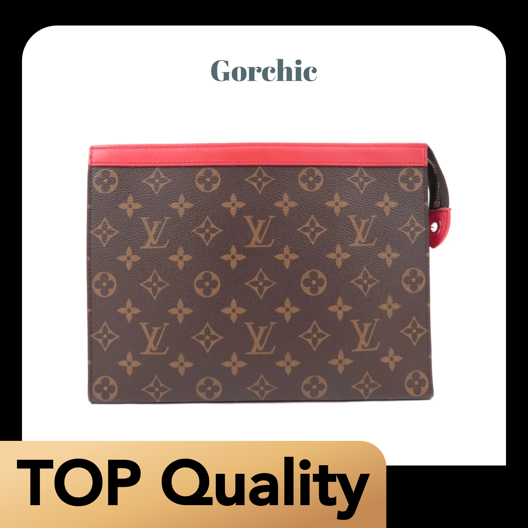 [TOP]Designer Monogram Pochette Voyage MM Clutch Bag - Sari Red - Gorchic - $142.99