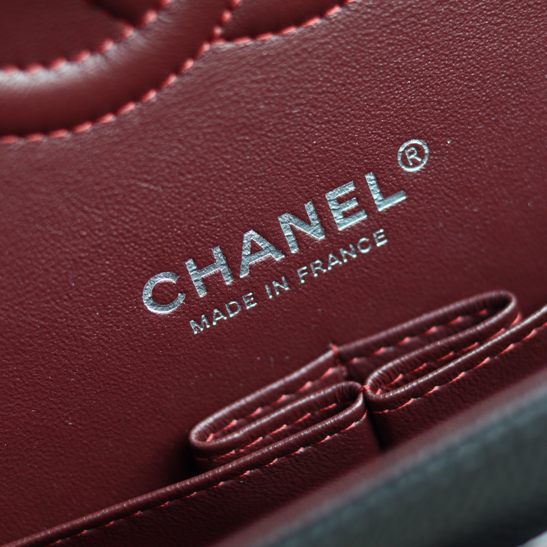 [TOP]CC Inspired  Classic Flag Bag Medium Classic Double Flap Bag SO Black Crumpled Calfskin SiBager Hardware - Bag - Gorchic - $366.99