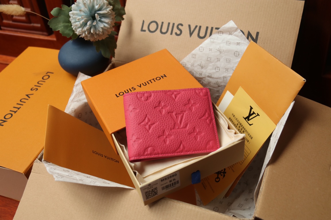 [TOP]Designer Rose Red Taurillon Leather Slender Wallet - Gorchic - $131.99
