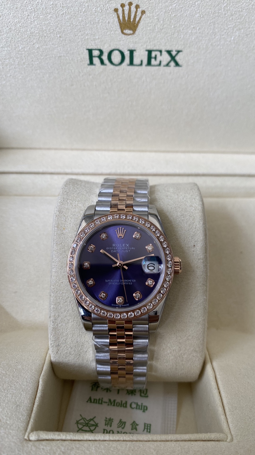 Rolex Datejust Rolex watch, Oystersteel, Rose Gold, Diamonds, Classic Size - Gorchic - $118.99