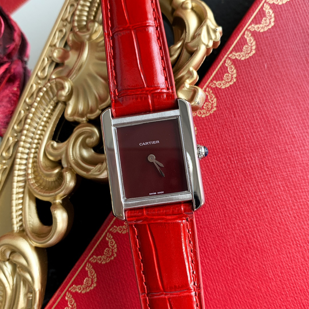 Cartyer Tank Must De Cartyer watch, White Gold, Large Model - Gorchic - $109.99