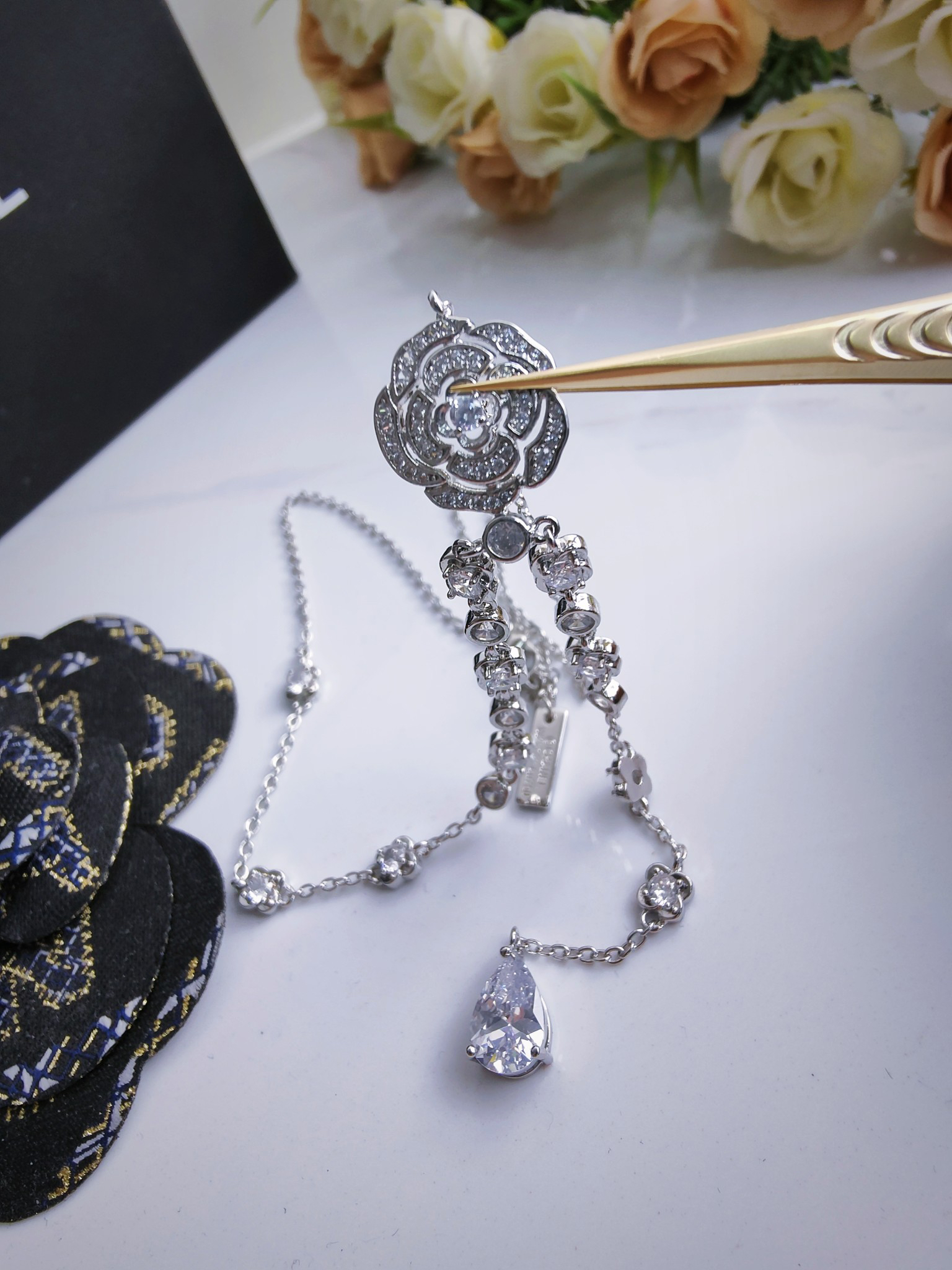 CC Inspired  Bouton de Camélia necklace - Gorchic - $94.99