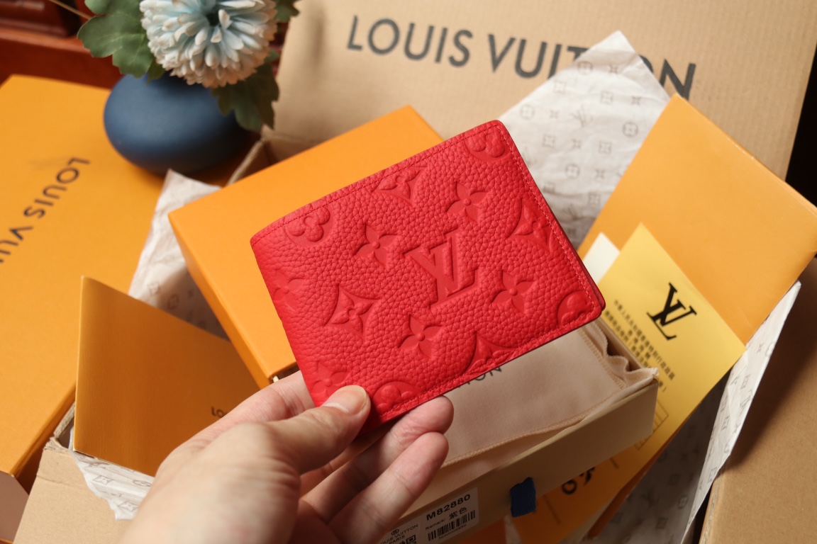 [TOP]Designer Red Taurillon Leather Slender Wallet - Gorchic - $131.99