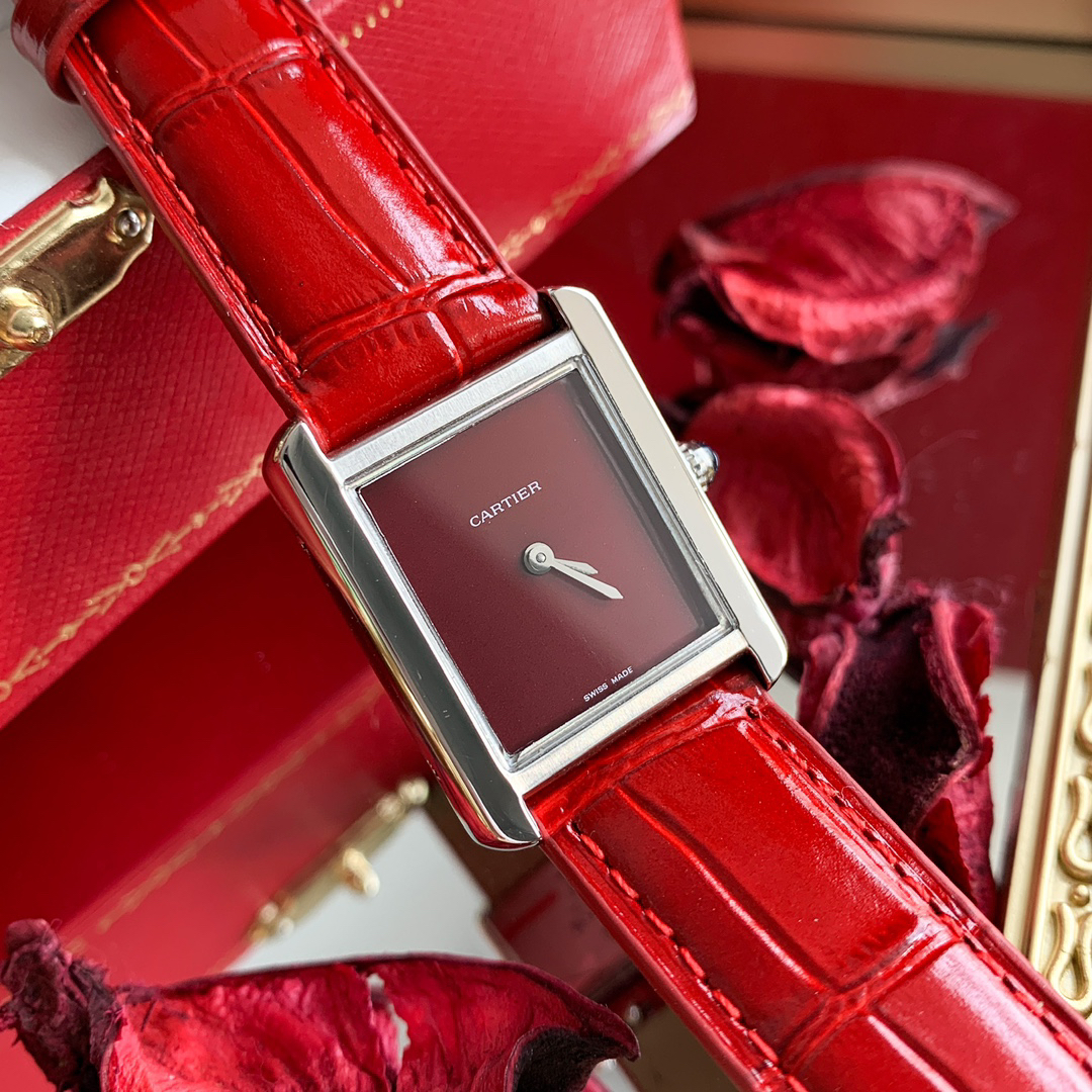 Cartyer Tank Must De Cartyer watch, White Gold, Large Model - Gorchic - $109.99