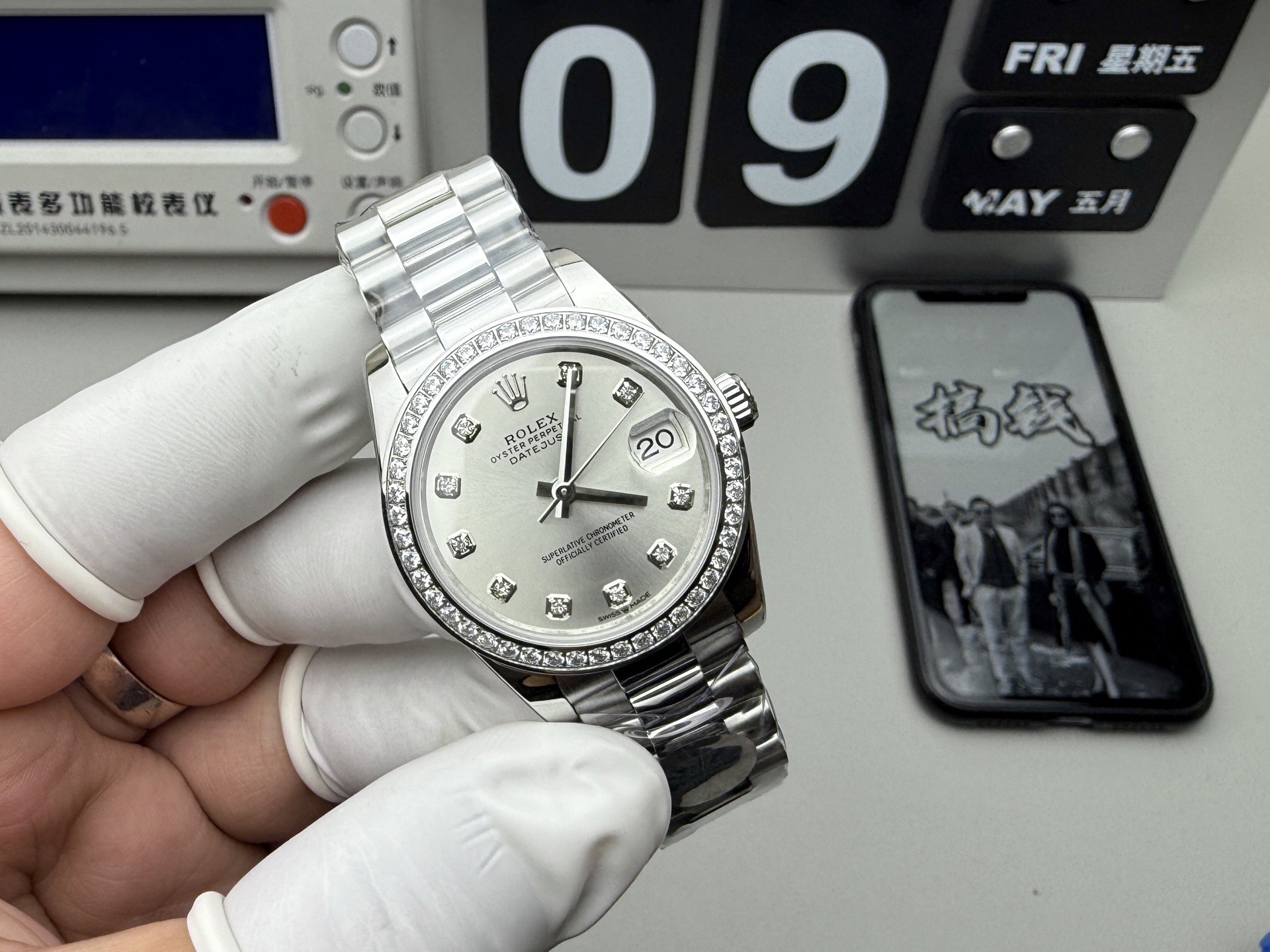 Rolex Datejust Rolex watch, Oystersteel, White Gold, Diamonds, Classic Size - Gorchic - $109.99