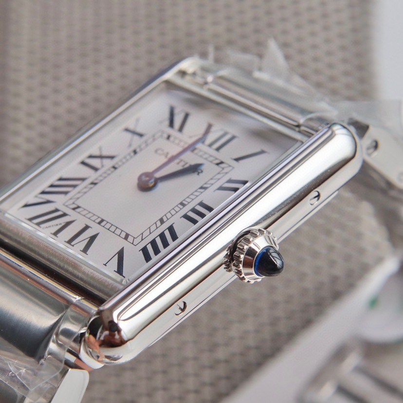 Cartyer Tank Must SolarBeat™ watch, White Gold, Small Model - Gorchic - $102.99