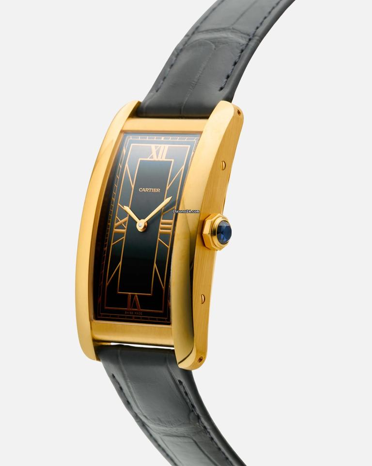 Cartyer Tank Américaine Cartyer watch, Yellow Gold, Large Model - Gorchic - $109.99