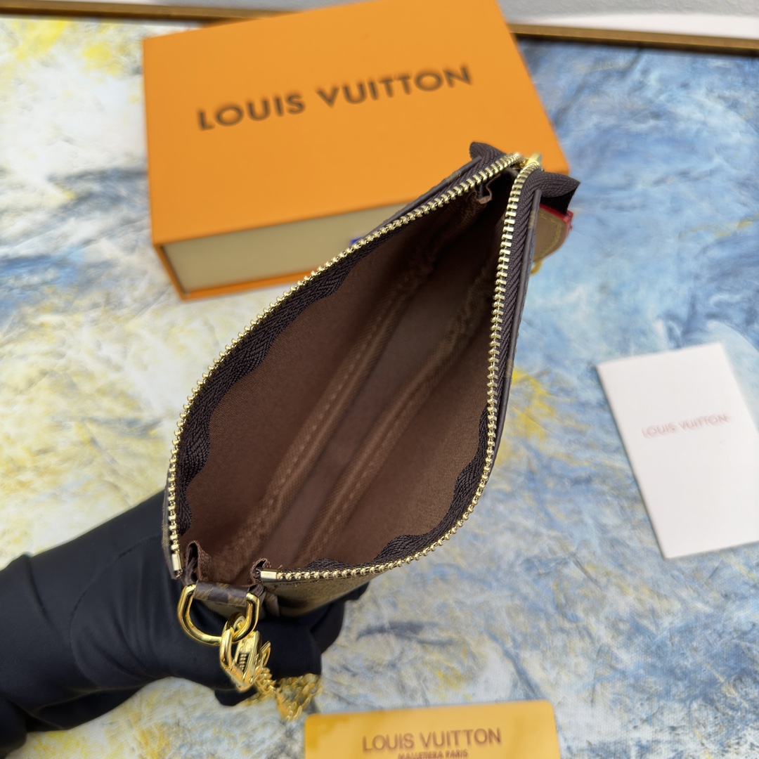 [TOP]Designer Damier Ebene Mini Pochette Accessoires Handbag - Brown - Gorchic - $142.99