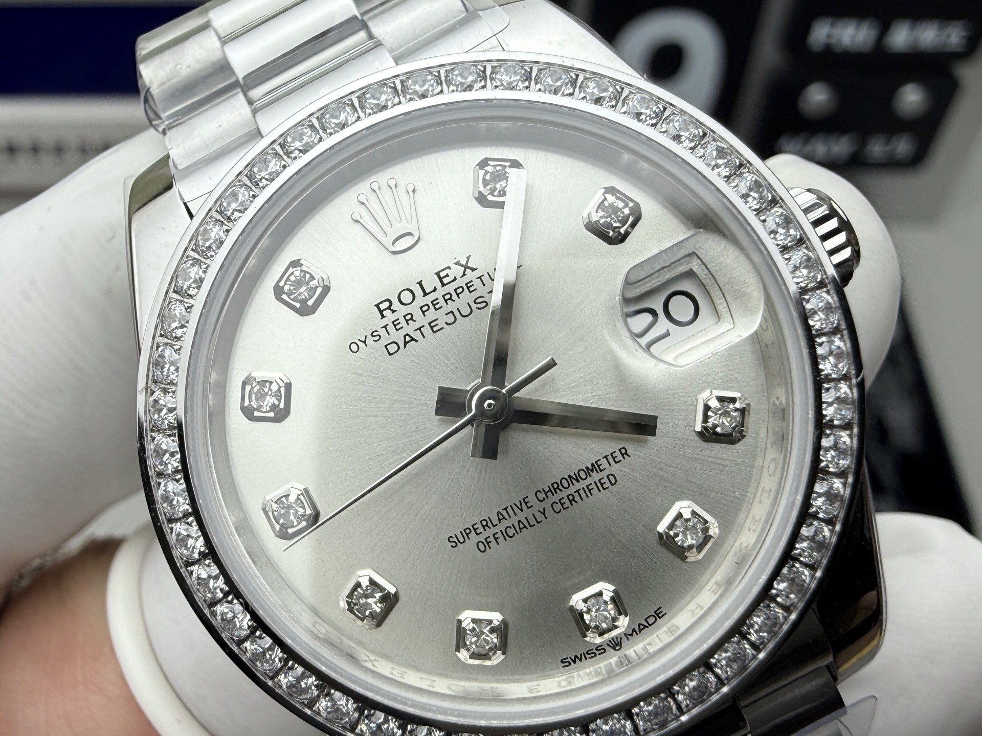 Rolex Datejust Rolex watch, Oystersteel, White Gold, Diamonds, Classic Size - Gorchic - $109.99
