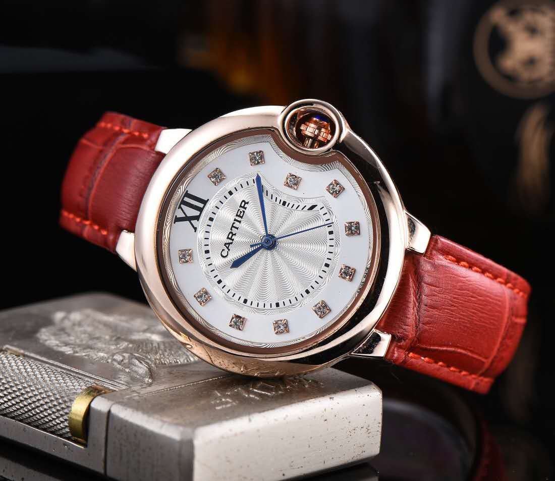 Cartyer Ballon Bleu de Cartyer Red Strap Watch - Gorchic - $116.99